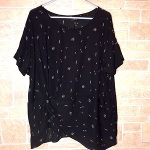 ✅Worthington Short Sleeve Blouse with side tie